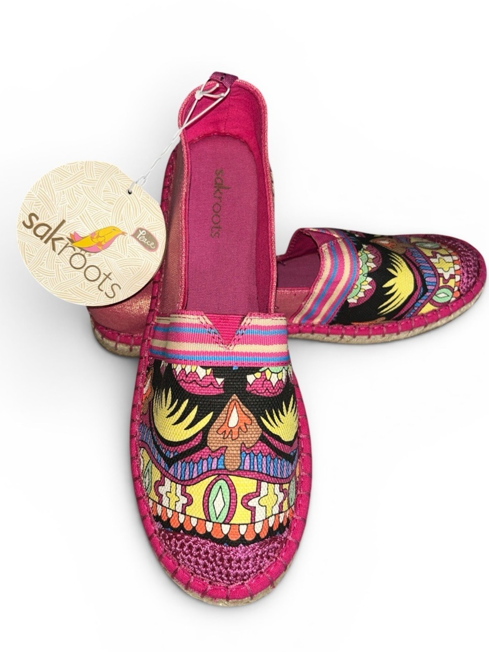 Sakroots Ella Orchid One World Espadrilles Flats in Pink Purple Print Size 9
